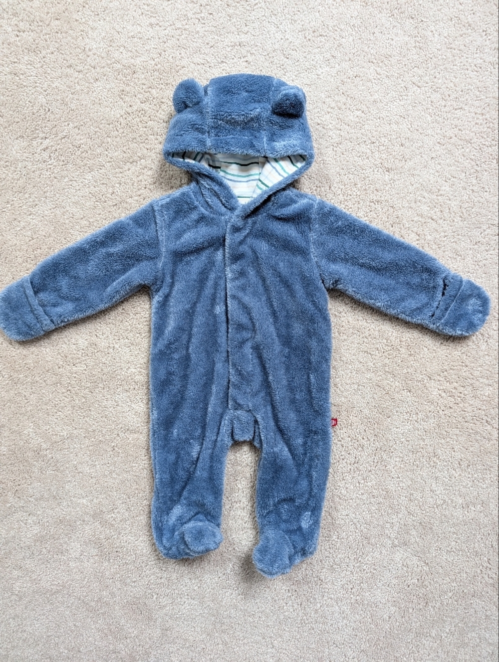 Magnetic Me Blue Plush Hooded Baby One-Piece